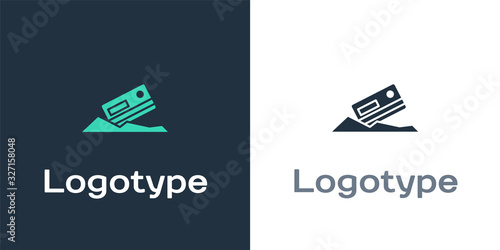 Logotype Cocaine and credit card icon isolated on white background. Logo design template element. Vector Illustration
