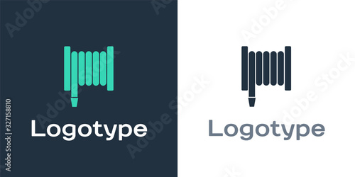 Logotype Fire hose reel icon isolated on white background. Logo design template element. Vector Illustration