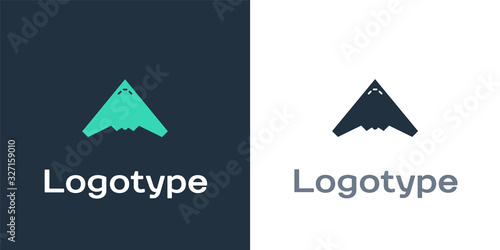 Logotype Jet fighter icon isolated on white background. Military aircraft. Logo design template element. Vector Illustration