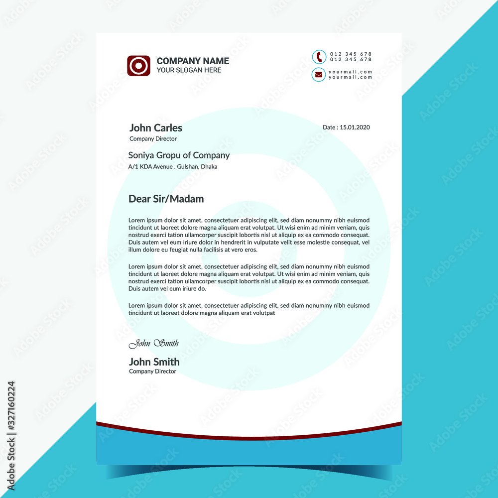 Obraz premium Unique clean business letterhead template vector in illustrator a4 size for company