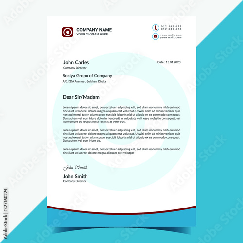 Unique clean business letterhead template vector in illustrator a4 size for company