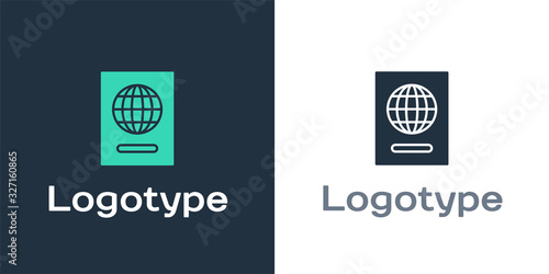 Logotype Passport with biometric data icon isolated on white background. Identification Document. Logo design template element. Vector Illustration