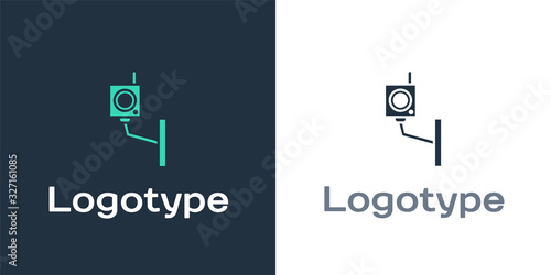 Logotype Security camera icon isolated on white background. Logo design template element. Vector Illustration