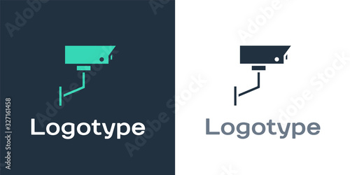 Logotype Security camera icon isolated on white background. Logo design template element. Vector Illustration