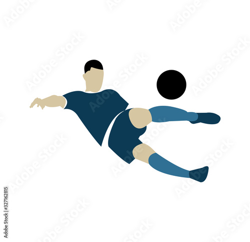 soccer player bicycle kick on white photo