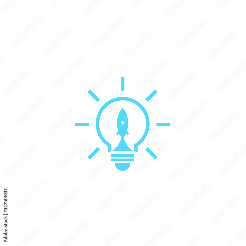 Light bulb with rocket icon symbol Logo Light bulb with rocket icon symbol Logo