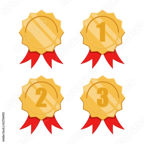 shiny golden medal for winner of championship event vector illustration design