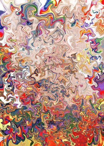 Bright artistic splashes. Abstract rough painting color texture. Modern futuristic pattern. Multicolor dynamic background. Fractal artwork for creative graphic design