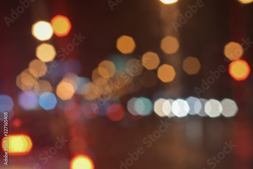 blurs abstract bokeh colourful background in the city in the night 