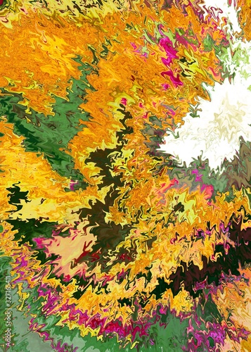 yellow white green artistic splashes. Abstract rough painting color texture. Modern futuristic pattern. Multicolor dynamic background. Fractal artwork for creative graphic design