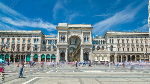 The Galleria Vittorio Emanuele II timelapse  on the Piazza del Duomo Cathedral Square .