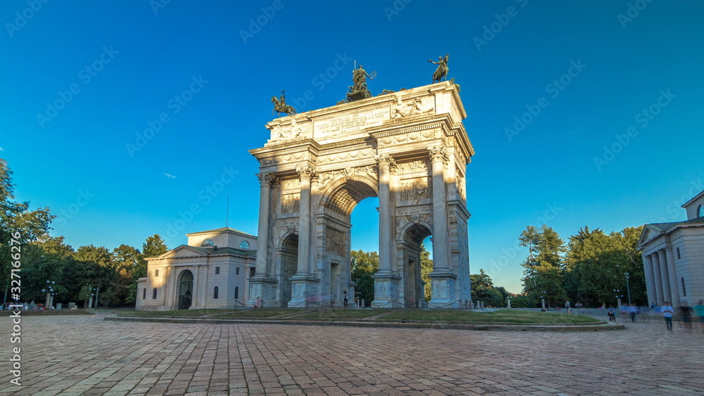 Arch of Peace in Simplon Square timelapse . It is a neoclassical triumph arch