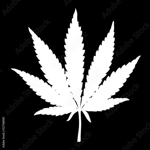 Hand drawn marijuana leaf