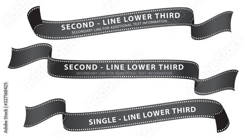 Vector  lower third or television news bar design template with movie film theme isolated on white background