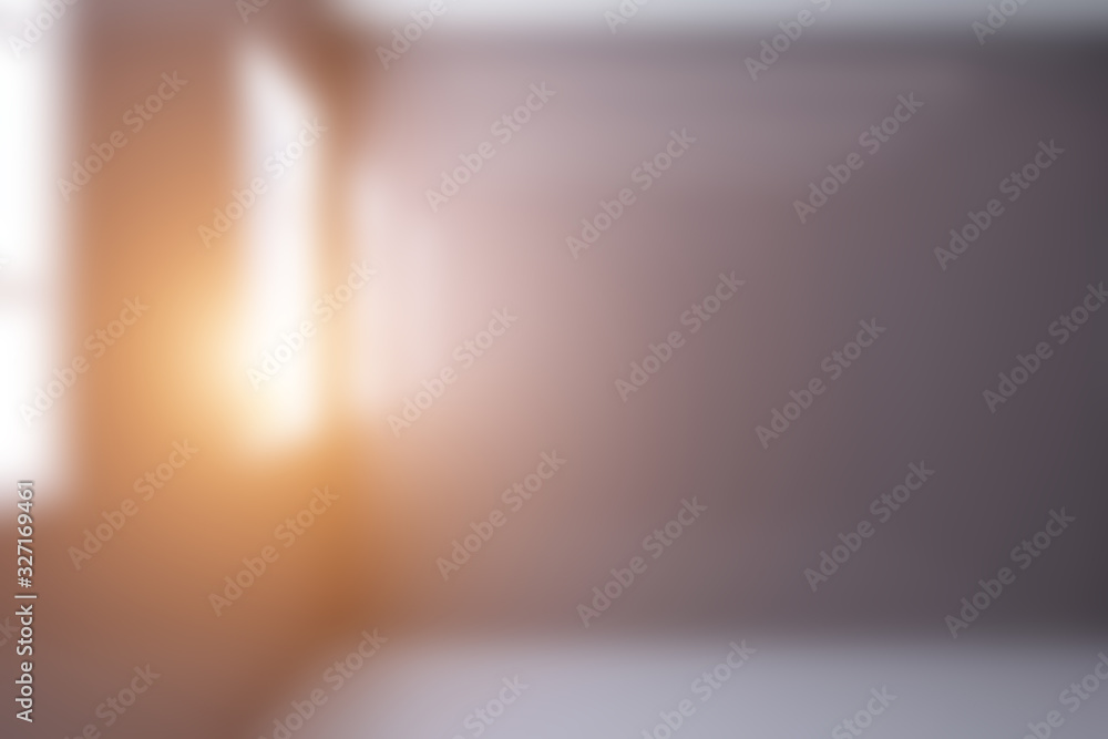 Unfocused, Blur phototography. Empty interior of purple bathroom with glossy walls. Brown door.. Sunset. 3D rendering Unfocused, Blur phototography. Empty interior of purple bathroom with glossy walls. Brown door.. Sunset. 3D rendering