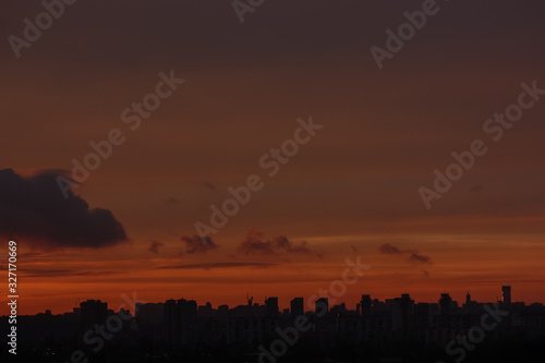 Fire-red sunset in Kiev, Ukraine