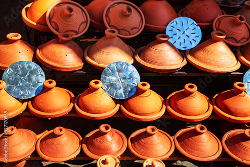 Decorative Tajines at a market in Marrakech.