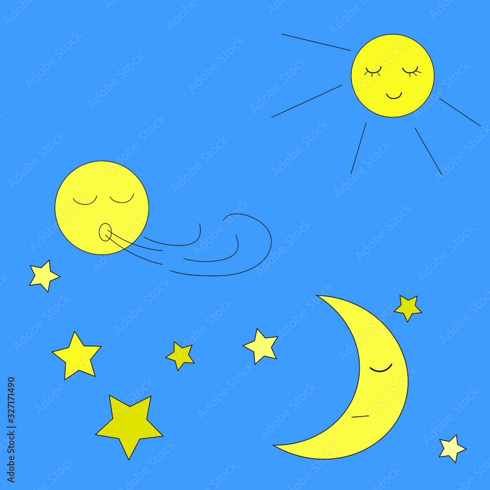 Fototapeta premium Vector illustration, space, planets and stars