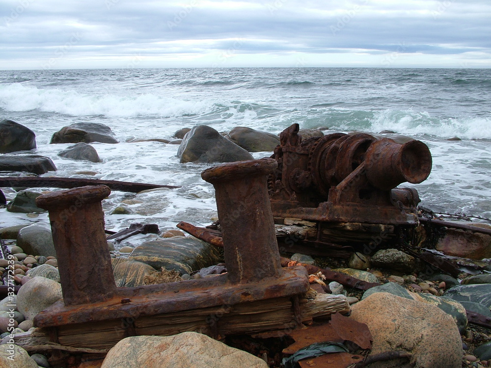 Remains of the SS Ethie shipwrecked in 1919 on Martin's Point in Gros Morne National Park, Newfoundland.