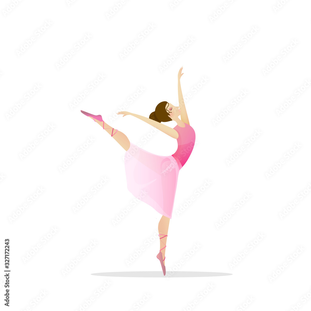 Vector silhouette of a girl dancing in ballet. Plastic and acrobatics.