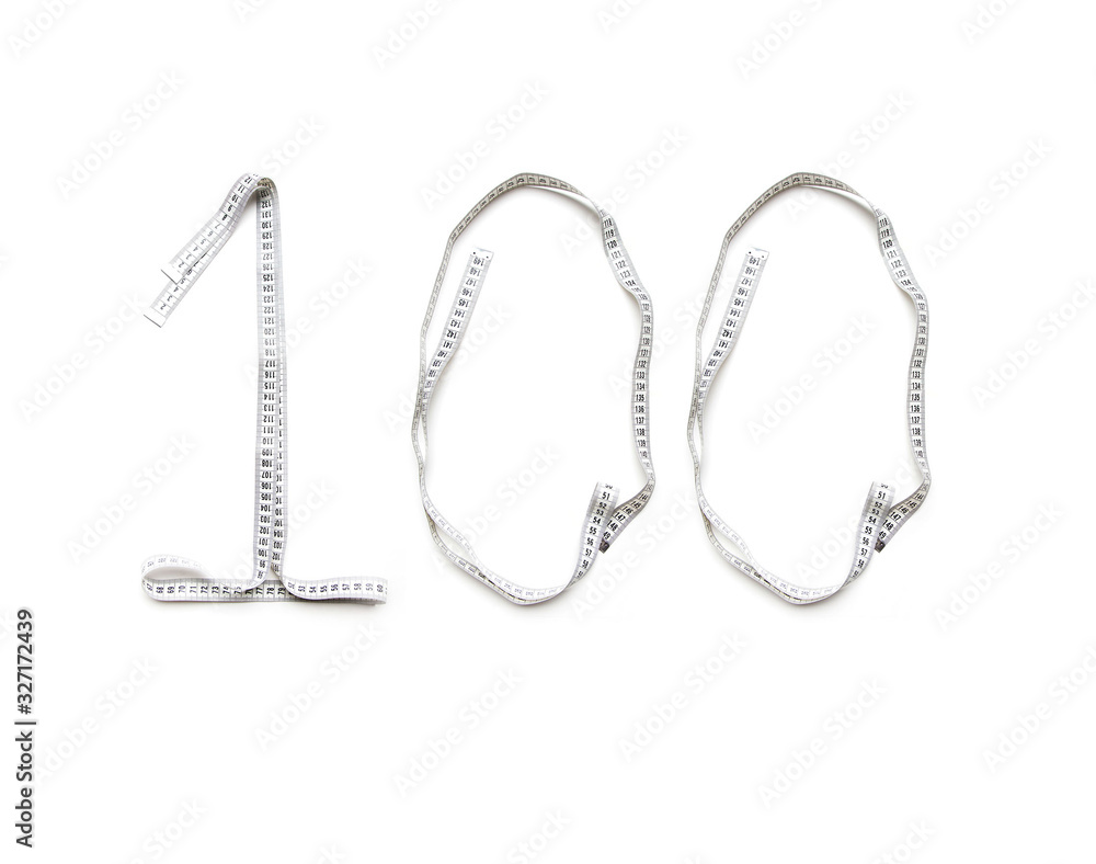 The figure is one hundred of a centimeter tape. Isolate measuring tape on a white background. The figure is one hundred of a centimeter tape. Isolate measuring tape on a white background.