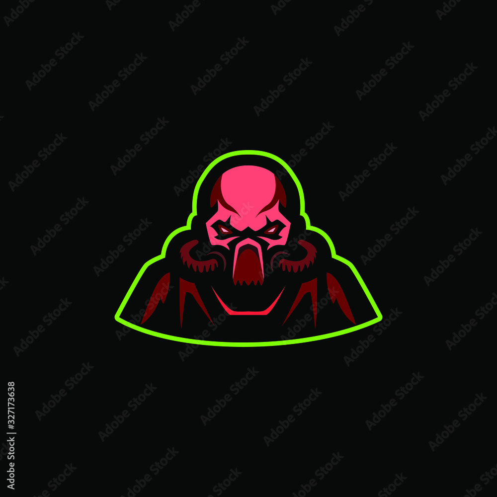 Red skull mascot, isolated skull mascot