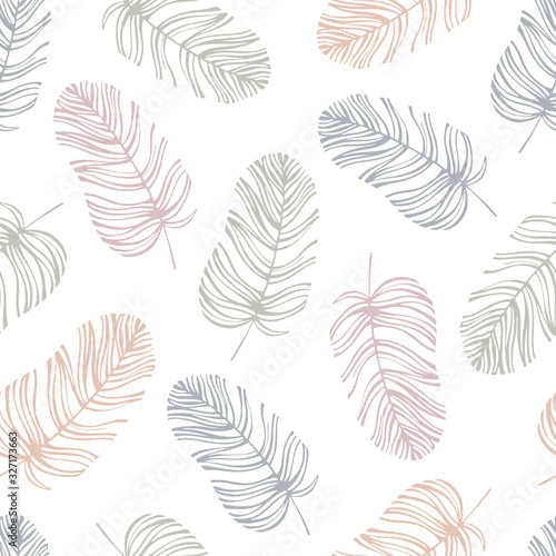 Fototapeta Seamless pattern with exotic leaves.