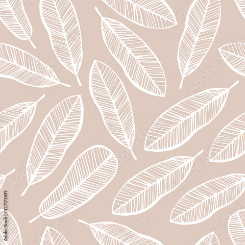 Seamless pattern with exotic leaves.