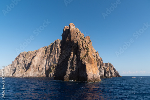 Eolian island, landscape with rocks close to Stromboli volcano, Sicily Italy