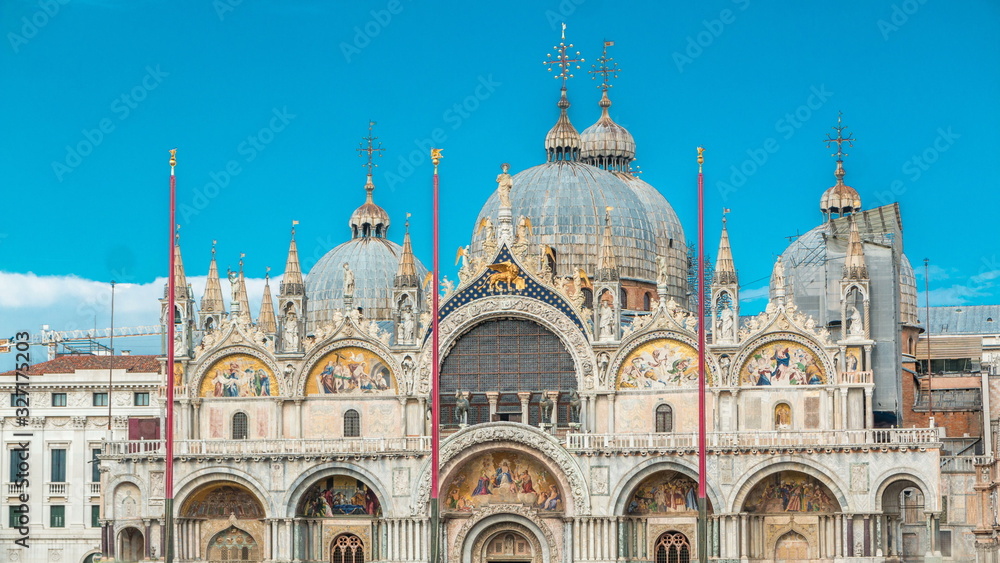 Basilica of St Mark timelapse. It is cathedral church of Roman Catholic Archdiocese of Venice