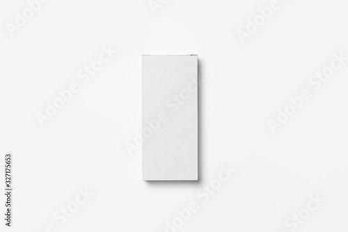 Blank White Product Package Box Mock-up. Container, Packaging Template on white .White cardboard box.Top view.High resolution photo.