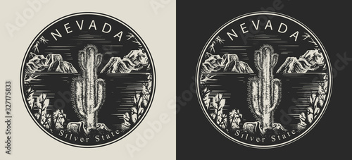 Nevada. United States of America (USA). Silver State slogan. Travel and tourism concept. Template for clothes, t-shirt design. Vector illustration