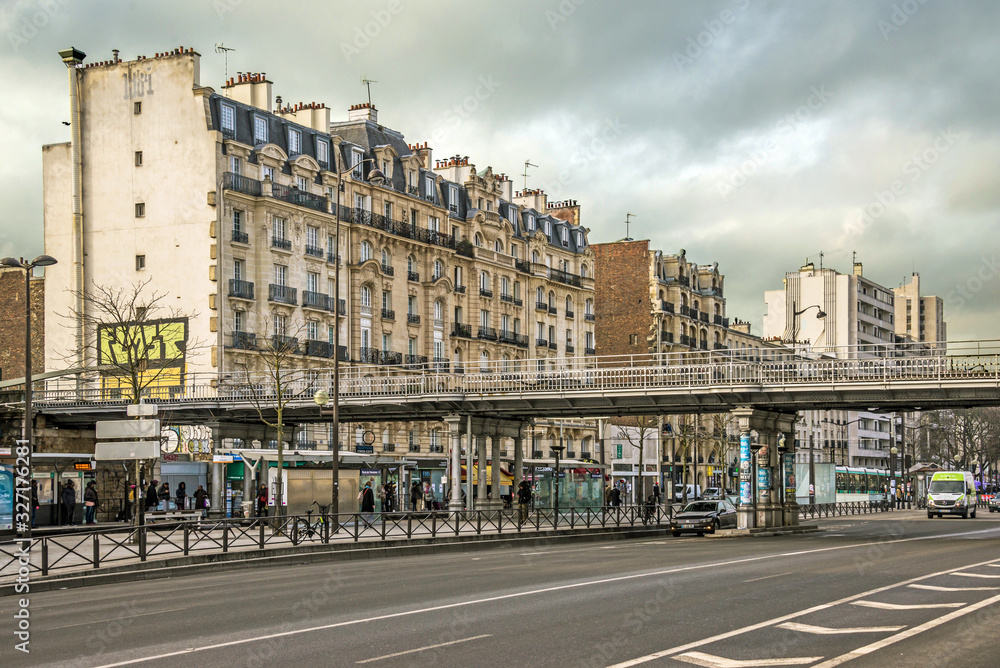 FEBRUARY 1, 2019 - PARIS, FRANCE: Cityscape street view in Paris center