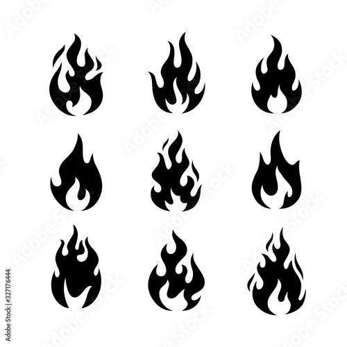 Fire flames logo templates icons set. Vector illustration.