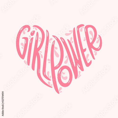 Girl Power heart shaped typography. Vector illustration.