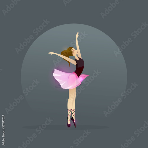 Vector silhouette of a girl dancing in ballet. Plastic and acrobatics.