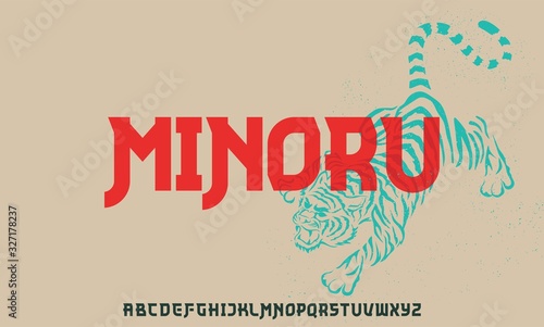 minoru, a font combination between vintage and modern Japanese type style alphabet 