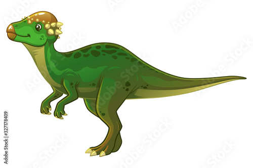 Pachycephalosaurus Cartoon Illustration