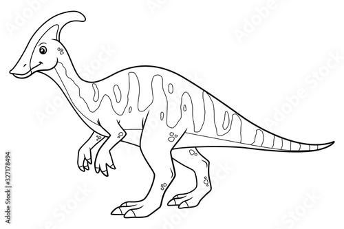 Parasaurolophus Cartoon BW
