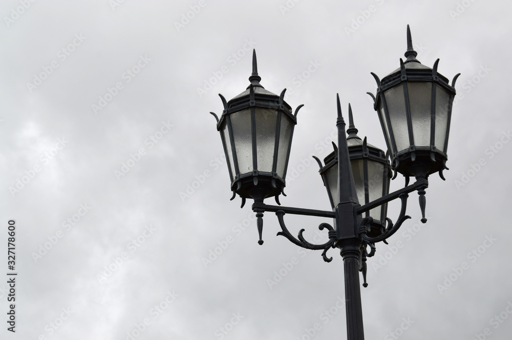 street lamp on blue sky background