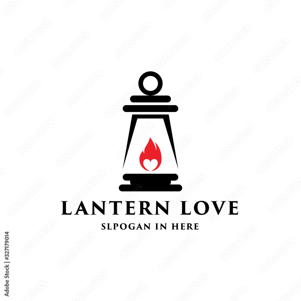 Lantern Logo with flame icon inside vector illustration design