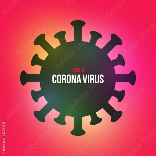 Coronavirus concept vector background. Minimalistic composition for novel virus in China (2019-nCoV). Silhouette of black bacteria. Illustration for broadcast, header, cover, banner, poster, flyer.