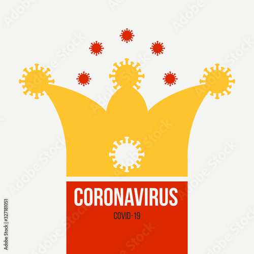 Coronavirus concept vector background. Minimalistic composition for novel virus in China (2019-nCoV). Silhouette crown and bacteria. Illustration for broadcast, header, cover, banner, poster, flyer.