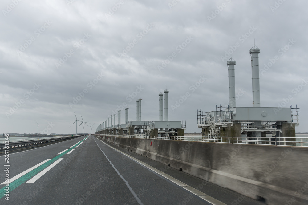 The Delta Works (Dutch: Deltawerken) is a series of construction projects in the southwest of the Netherlands to protect a large area of land around the Rhine-Meuse-Schelde delta from the sea. The Delta Works (Dutch: Deltawerken) is a series of construction projects in the southwest of the Netherlands to protect a large area of land around the Rhine-Meuse-Schelde delta from the sea.