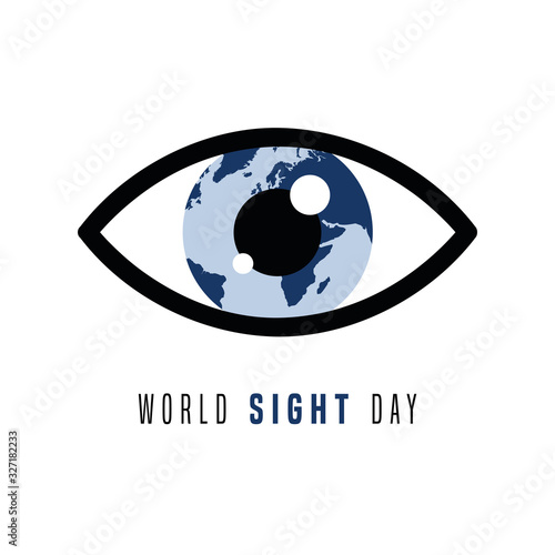 world sight day blue eye and earth icon vector illustration EPS10