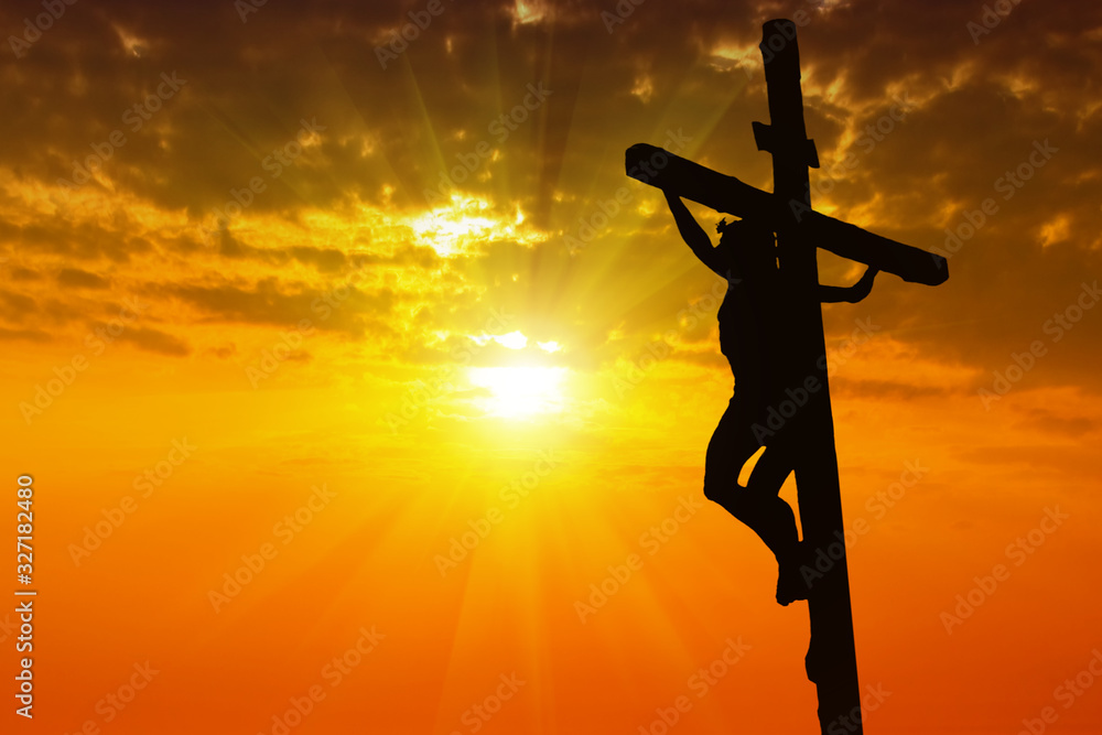 Silhouette Jesus Christ Crucifixion On Cross Stock Photo Adobe Stock