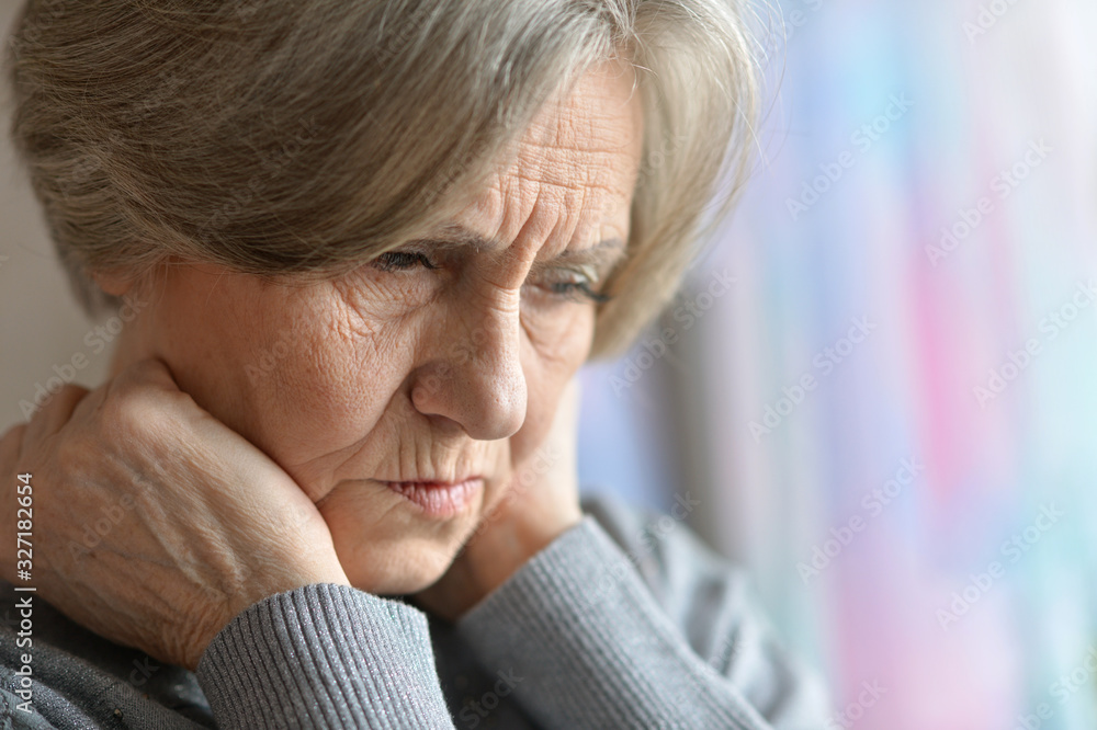 Portrait of sad senior woman at home Portrait of sad senior woman at home