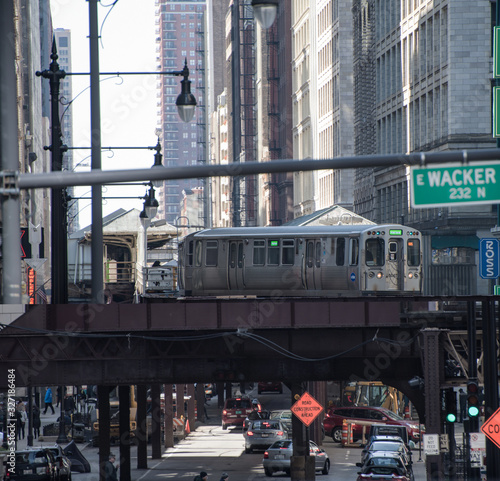 Chicago Chicago Transit Authority
U-Bahn metro, Brücke, Verkehr, Strasse, USA
