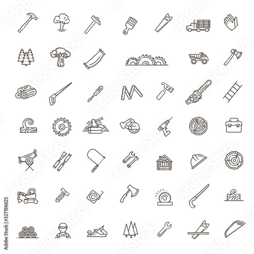 The forest industry in the modern linear style icons