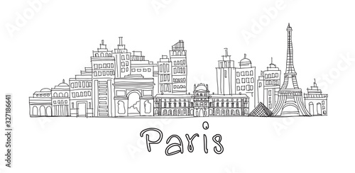 Paris city,Eifel Tower, line drawing style,vector design